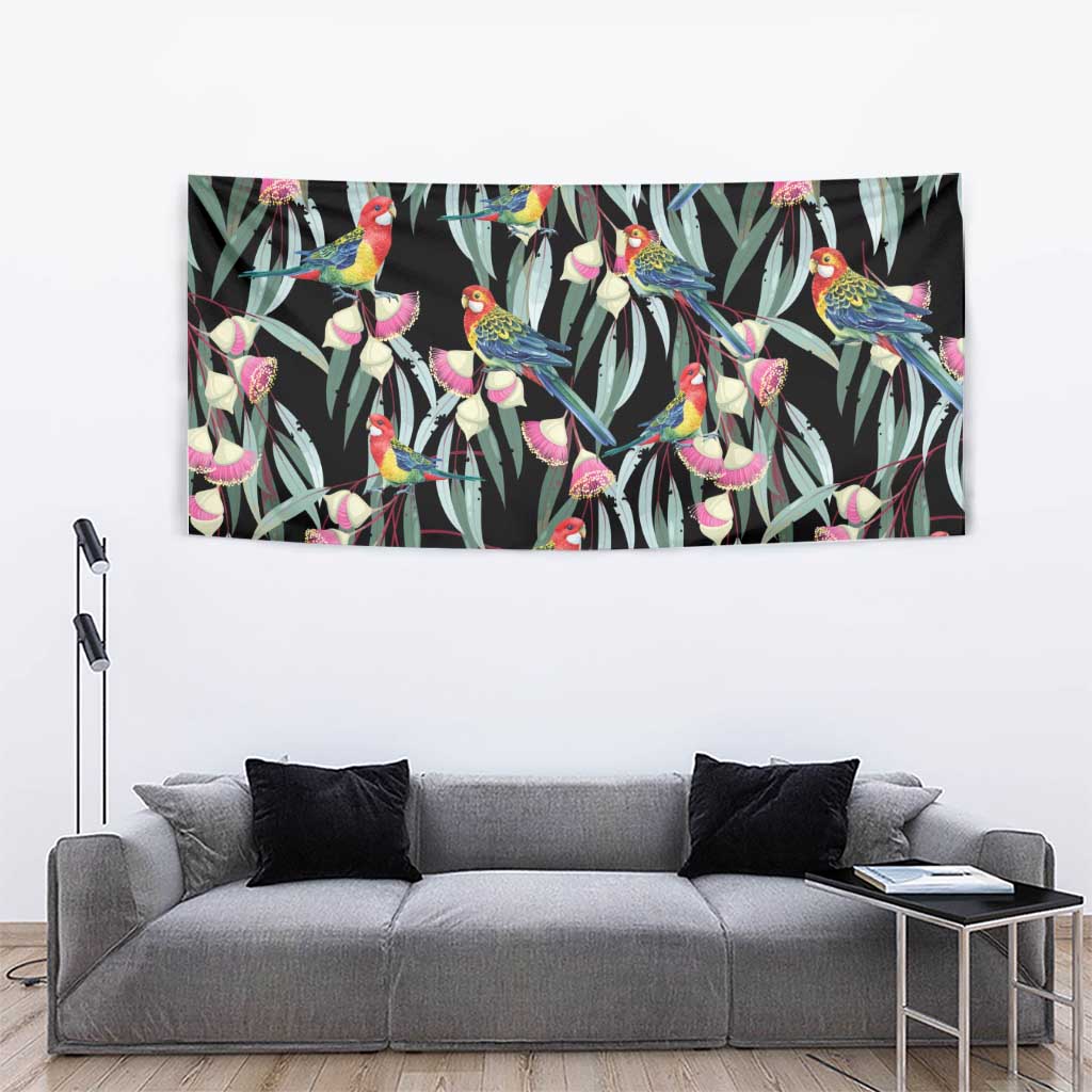 Eastern Rosella Australia Tapestry Eucalyptus Blossom Seamless Style - Aussie Hoodie