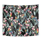 Eastern Rosella Australia Tapestry Eucalyptus Blossom Seamless Style - Aussie Hoodie