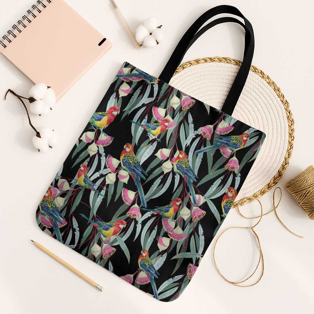 Eastern Rosella Australia Tote Bag Eucalyptus Blossom Seamless Style - Aussie Hoodie