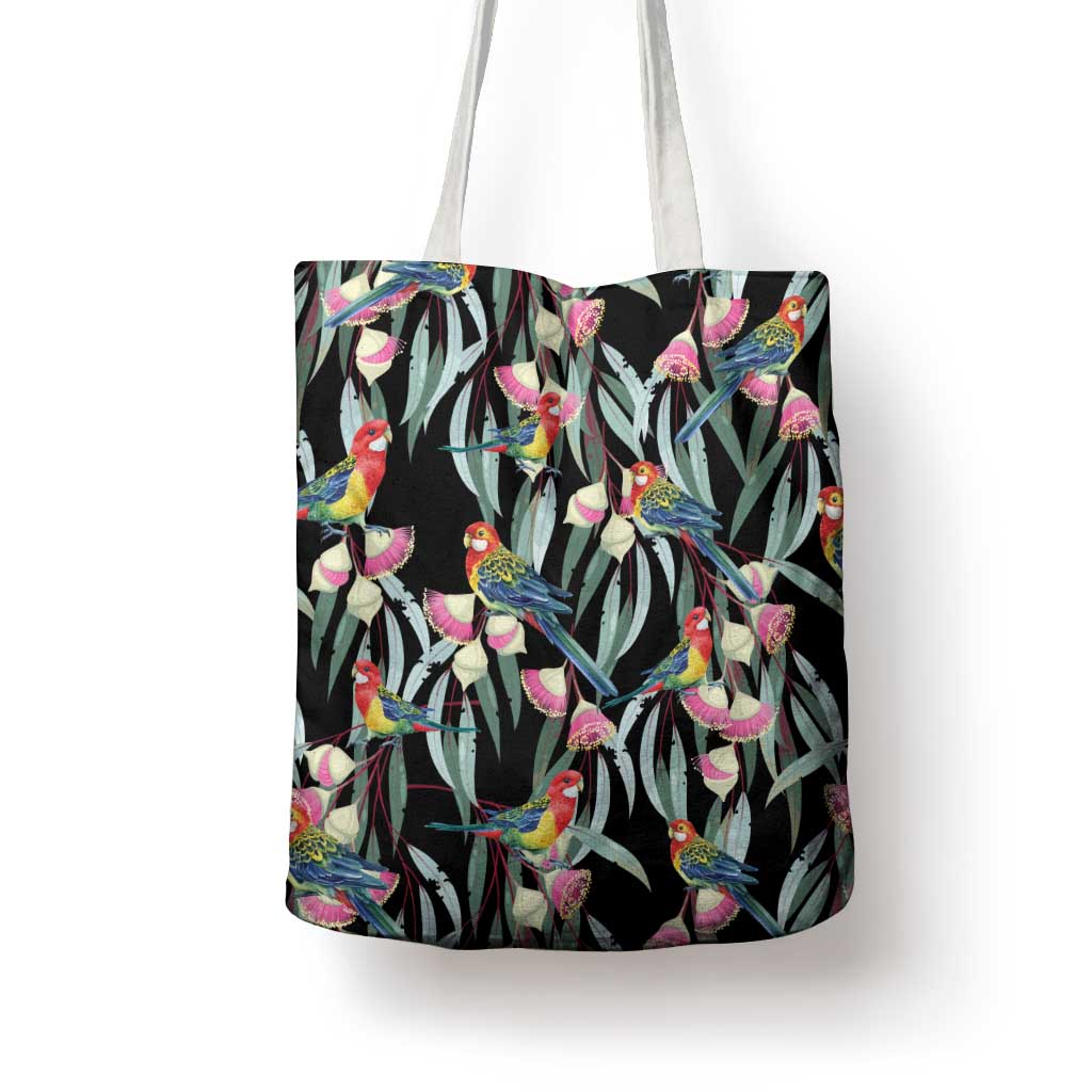 Eastern Rosella Australia Tote Bag Eucalyptus Blossom Seamless Style - Aussie Hoodie