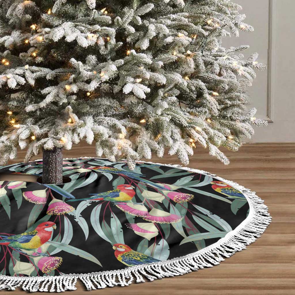 Eastern Rosella Australia Tree Skirt Eucalyptus Blossom Seamless Style - Aussie Hoodie