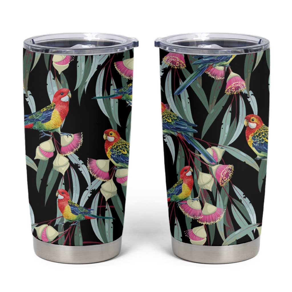 Eastern Rosella Australia Tumbler Cup Eucalyptus Blossom Seamless Style - Aussie Hoodie