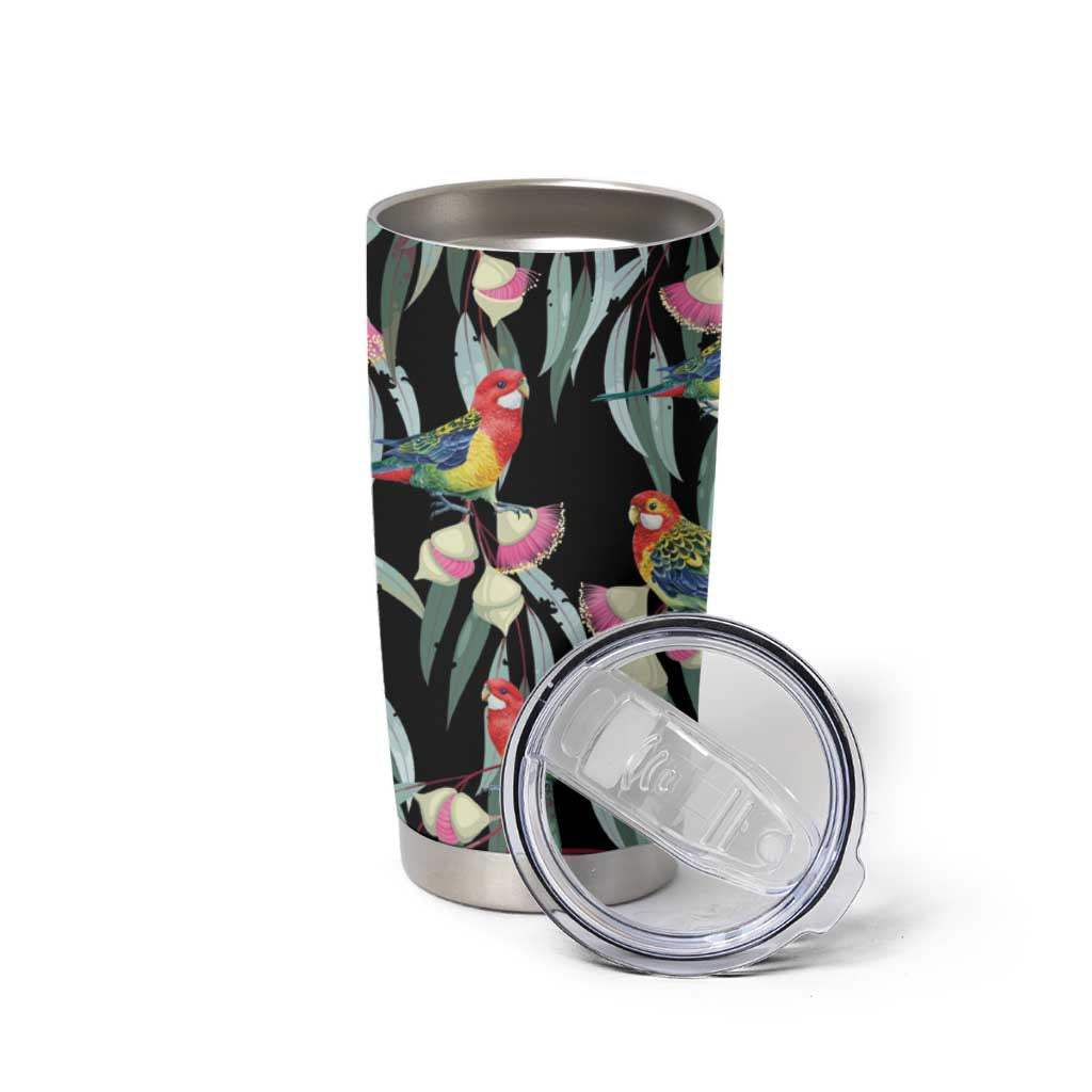 Eastern Rosella Australia Tumbler Cup Eucalyptus Blossom Seamless Style - Aussie Hoodie