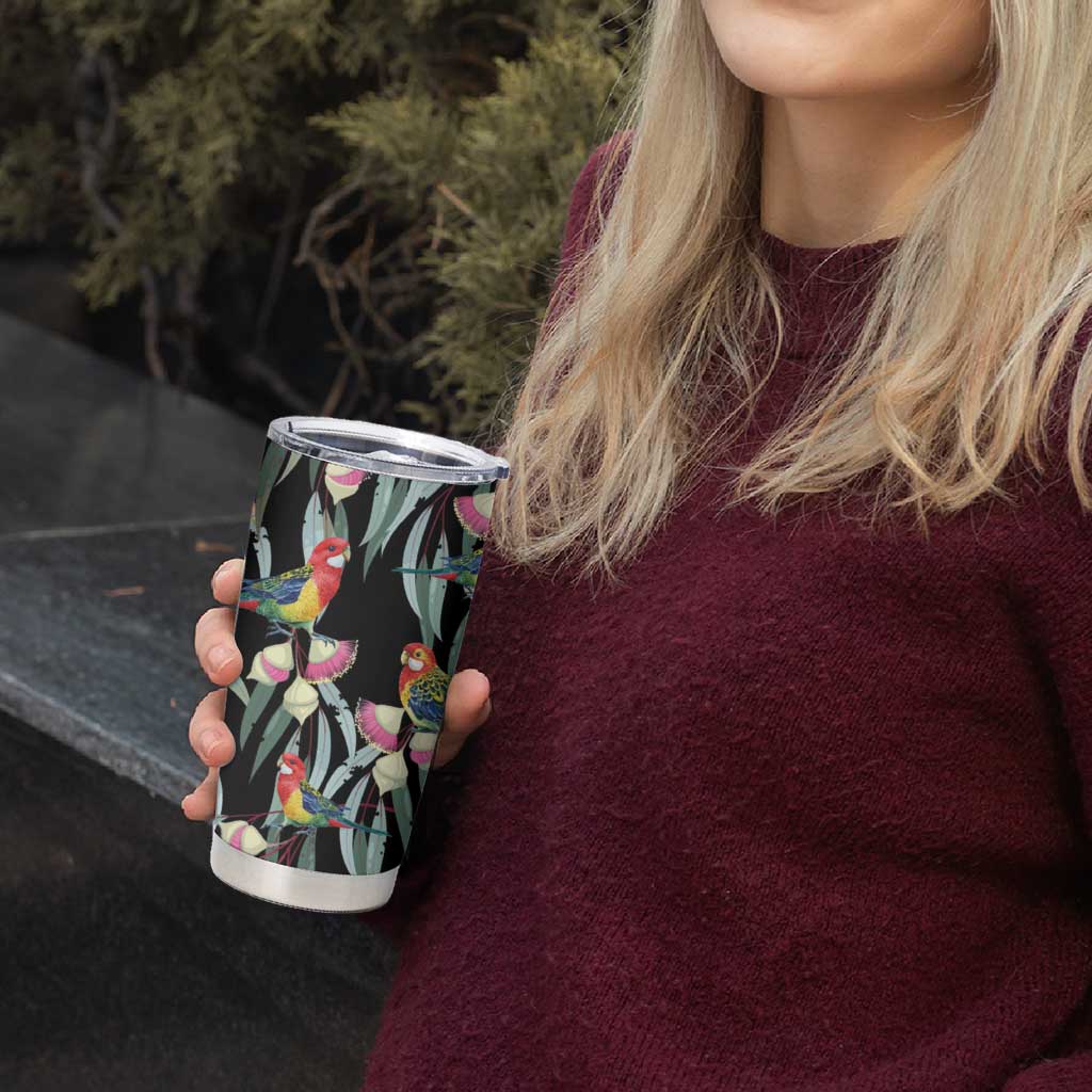 Eastern Rosella Australia Tumbler Cup Eucalyptus Blossom Seamless Style - Aussie Hoodie