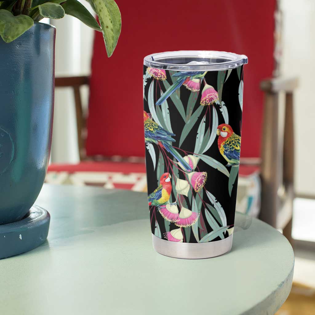 Eastern Rosella Australia Tumbler Cup Eucalyptus Blossom Seamless Style - Aussie Hoodie