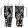 Eastern Rosella Australia Tumbler With Handle Eucalyptus Blossom Seamless Style - Aussie Hoodie