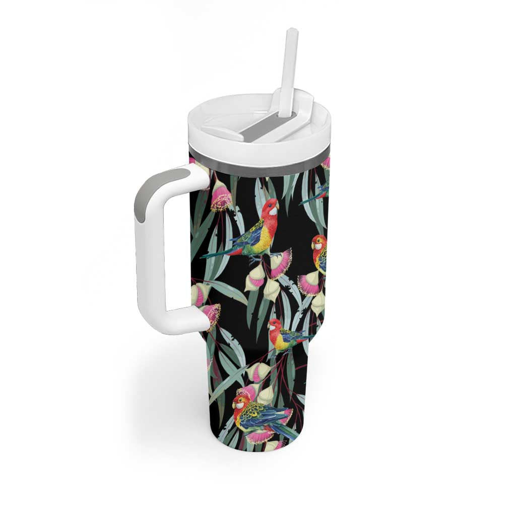 Eastern Rosella Australia Tumbler With Handle Eucalyptus Blossom Seamless Style - Aussie Hoodie