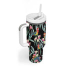 Eastern Rosella Australia Tumbler With Handle Eucalyptus Blossom Seamless Style - Aussie Hoodie
