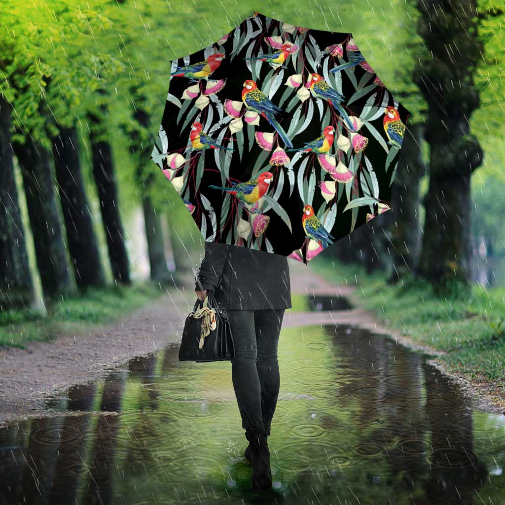 Eastern Rosella Australia Umbrella Eucalyptus Blossom Seamless Style - Aussie Hoodie