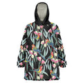 Eastern Rosella Australia Wearable Blanket Hoodie Eucalyptus Blossom Seamless Style - Aussie Hoodie