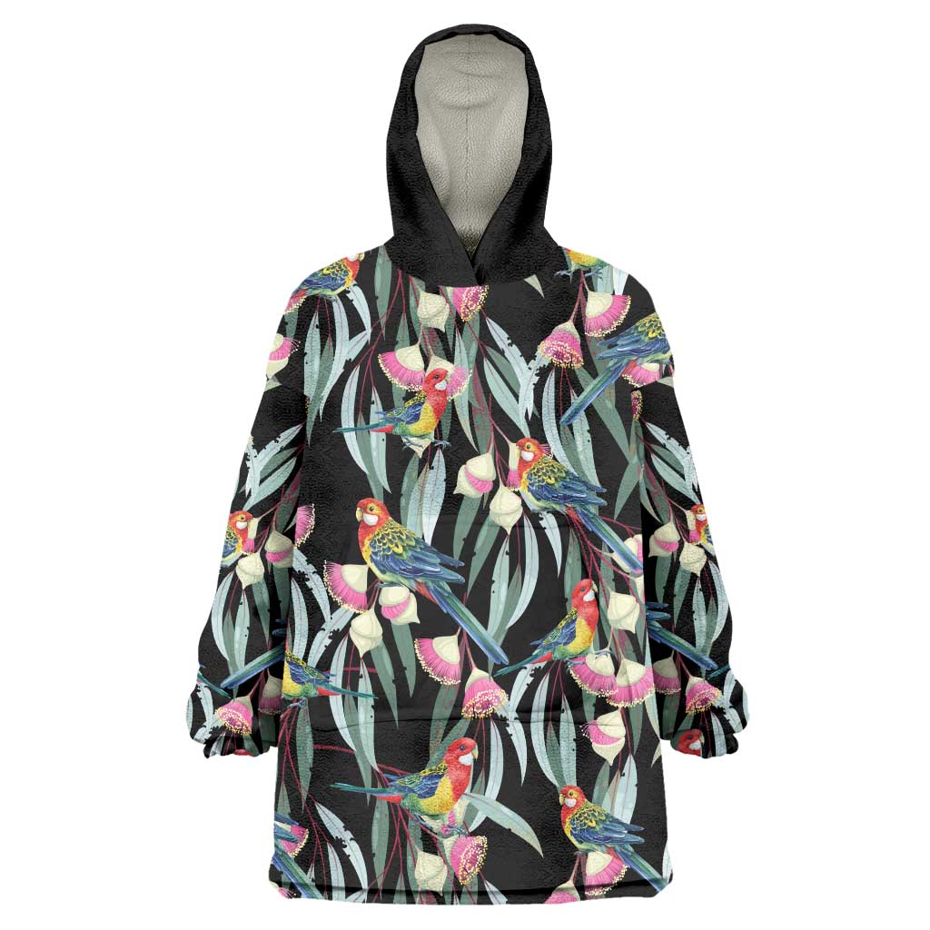 Eastern Rosella Australia Wearable Blanket Hoodie Eucalyptus Blossom Seamless Style - Aussie Hoodie