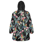 Eastern Rosella Australia Wearable Blanket Hoodie Eucalyptus Blossom Seamless Style - Aussie Hoodie