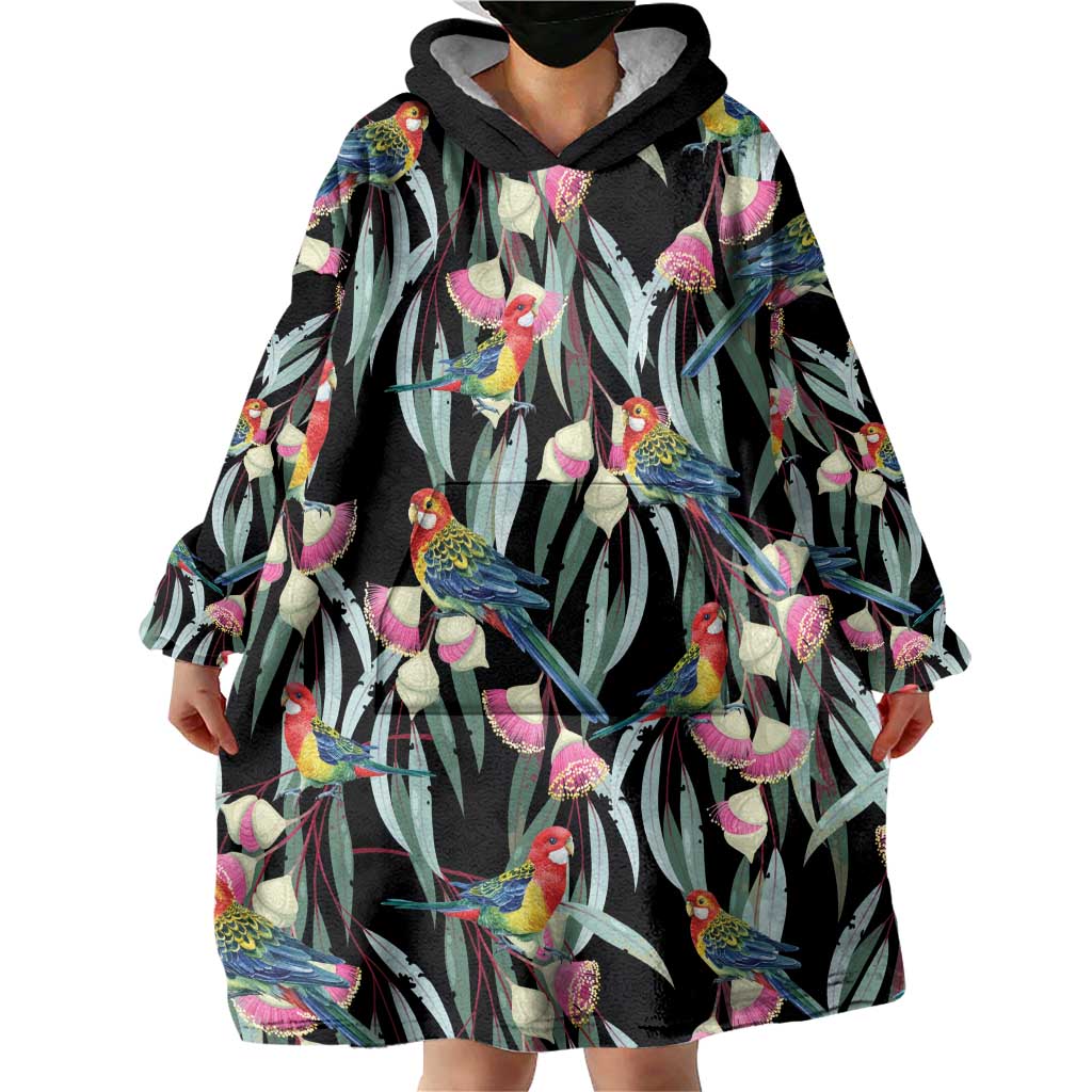Eastern Rosella Australia Wearable Blanket Hoodie Eucalyptus Blossom Seamless Style - Aussie Hoodie