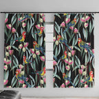 Eastern Rosella Australia Window Curtain Eucalyptus Blossom Seamless Style - Aussie Hoodie