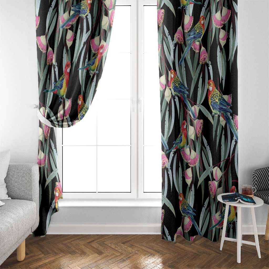 Eastern Rosella Australia Window Curtain Eucalyptus Blossom Seamless Style - Aussie Hoodie