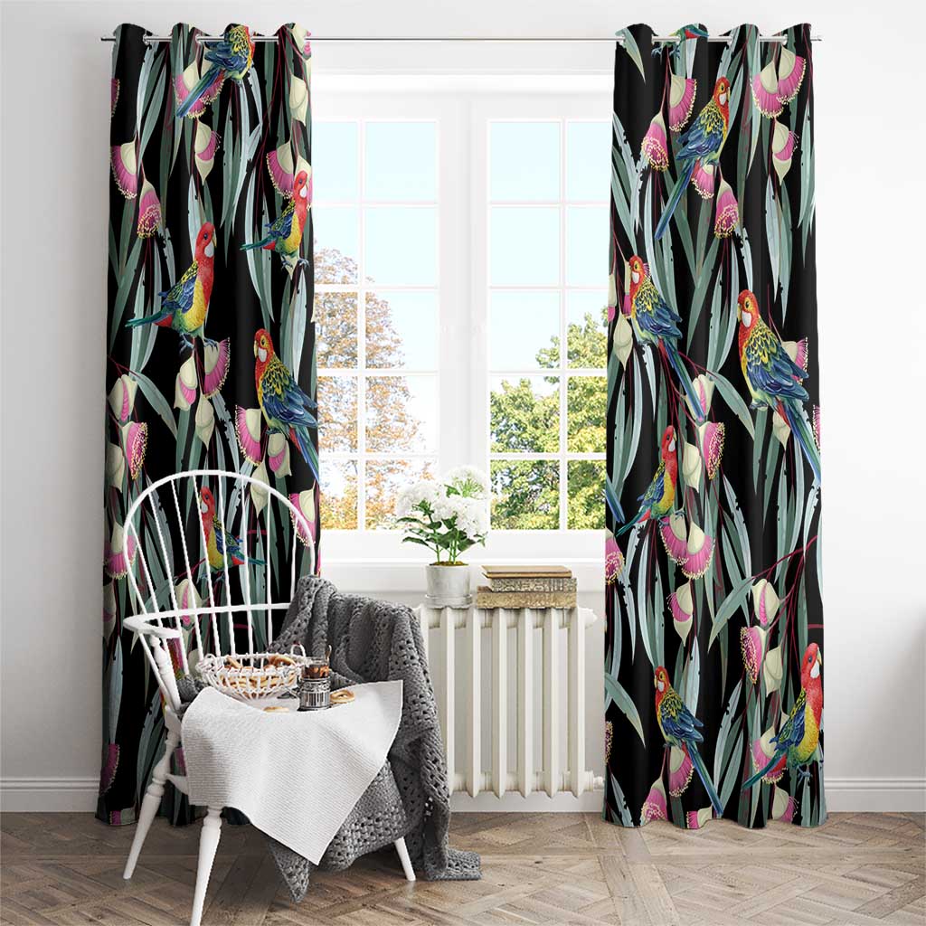 Eastern Rosella Australia Window Curtain Eucalyptus Blossom Seamless Style - Aussie Hoodie
