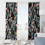 Eastern Rosella Australia Window Curtain Eucalyptus Blossom Seamless Style - Aussie Hoodie