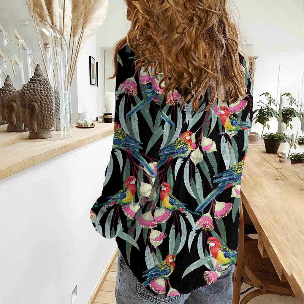 Eastern Rosella Australia Women Casual Shirt Eucalyptus Blossom Seamless Style - Aussie Hoodie