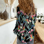 Eastern Rosella Australia Women Casual Shirt Eucalyptus Blossom Seamless Style - Aussie Hoodie