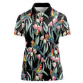 Eastern Rosella Australia Women Polo Shirt Eucalyptus Blossom Seamless Style - Aussie Hoodie