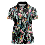 Eastern Rosella Australia Women Polo Shirt Eucalyptus Blossom Seamless Style - Aussie Hoodie