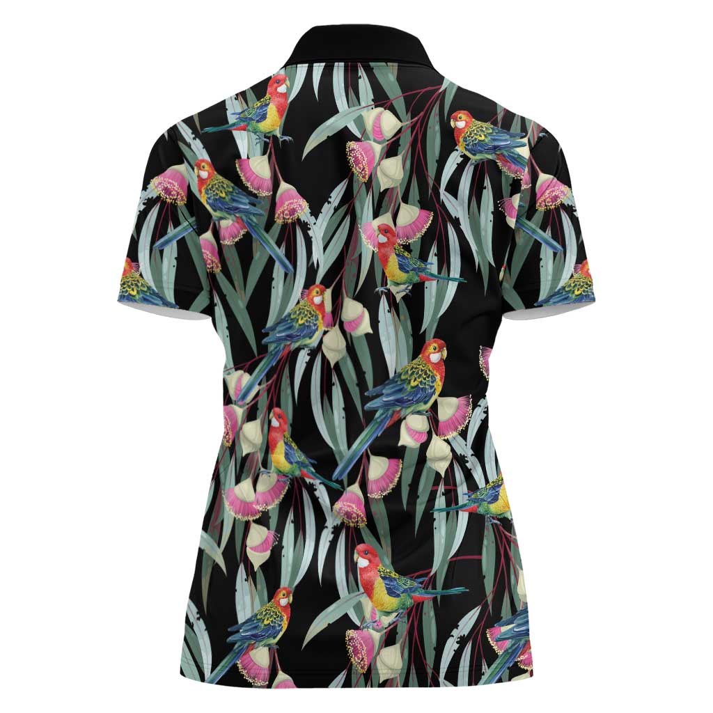Eastern Rosella Australia Women Polo Shirt Eucalyptus Blossom Seamless Style - Aussie Hoodie