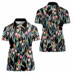 Eastern Rosella Australia Women Polo Shirt Eucalyptus Blossom Seamless Style - Aussie Hoodie