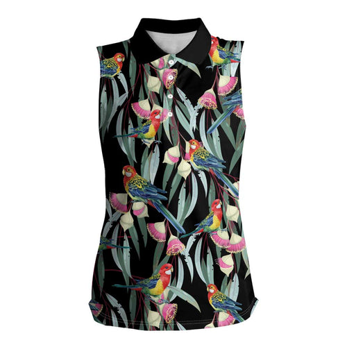 Eastern Rosella Australia Women Sleeveless Polo Shirt Eucalyptus Blossom Seamless Style - Aussie Hoodie