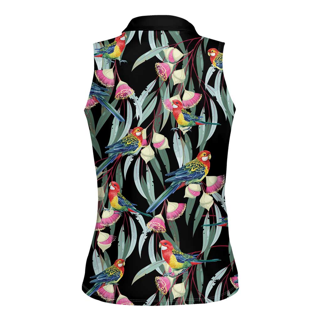 Eastern Rosella Australia Women Sleeveless Polo Shirt Eucalyptus Blossom Seamless Style - Aussie Hoodie