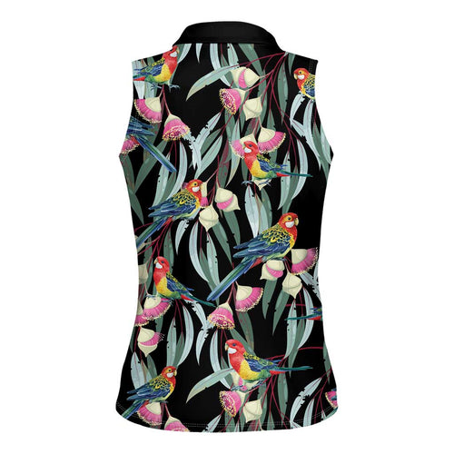 Eastern Rosella Australia Women Sleeveless Polo Shirt Eucalyptus Blossom Seamless Style - Aussie Hoodie