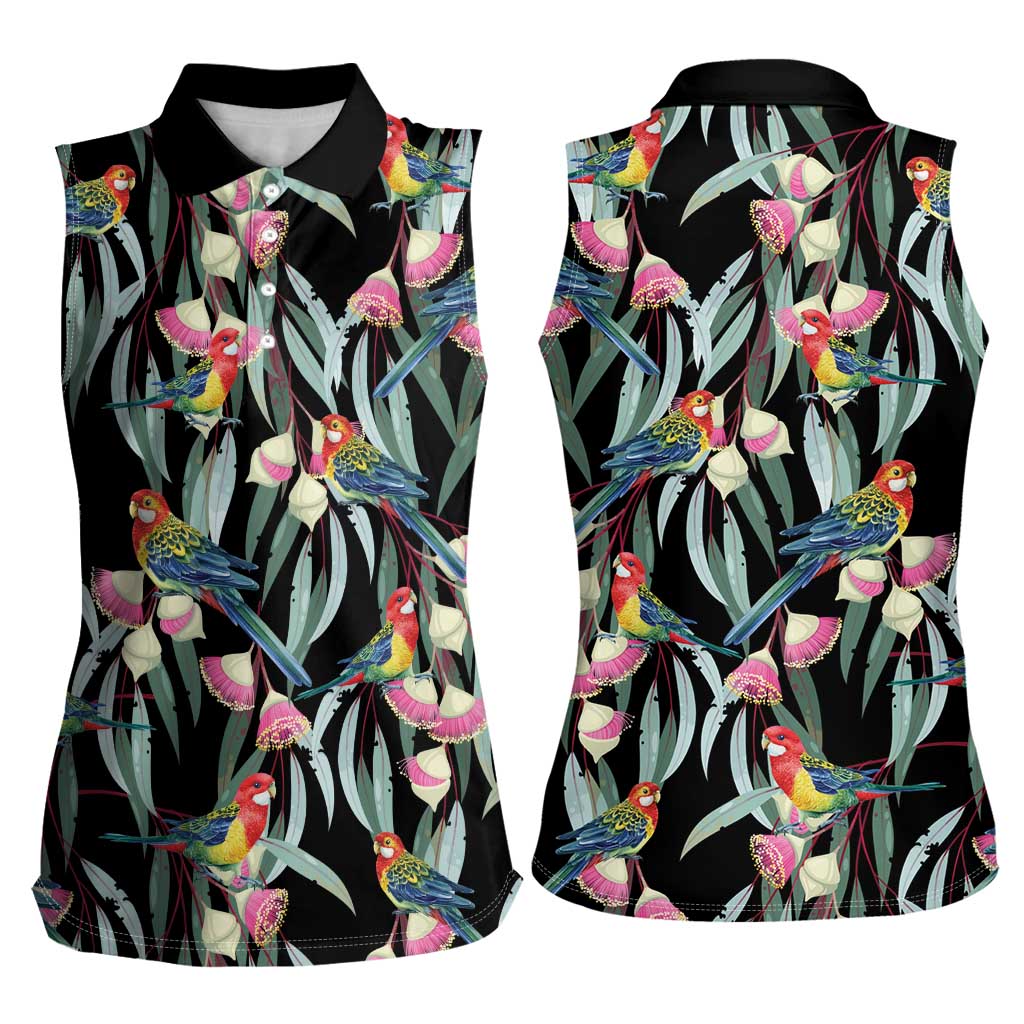 Eastern Rosella Australia Women Sleeveless Polo Shirt Eucalyptus Blossom Seamless Style - Aussie Hoodie