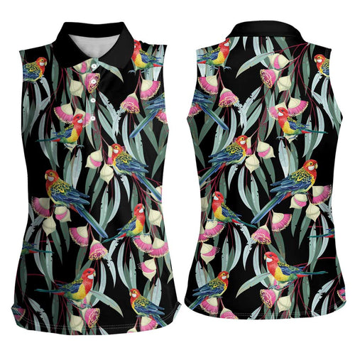 Eastern Rosella Australia Women Sleeveless Polo Shirt Eucalyptus Blossom Seamless Style - Aussie Hoodie