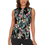 Eastern Rosella Australia Women Sleeveless Polo Shirt Eucalyptus Blossom Seamless Style - Aussie Hoodie
