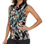 Eastern Rosella Australia Women Sleeveless Polo Shirt Eucalyptus Blossom Seamless Style - Aussie Hoodie