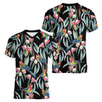 Eastern Rosella Australia Women V-Neck T-Shirt Eucalyptus Blossom Seamless Style - Aussie Hoodie