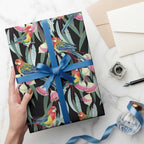 Eastern Rosella Australia Wrapping Paper Eucalyptus Blossom Seamless Style - Aussie Hoodie