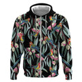 Eastern Rosella Australia Zip Hoodie Eucalyptus Blossom Seamless Style - Aussie Hoodie