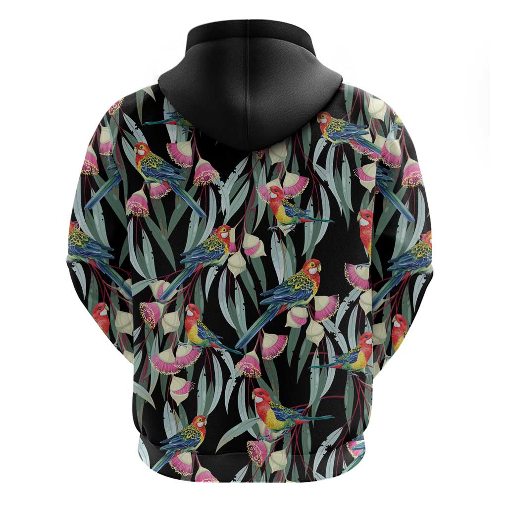 Eastern Rosella Australia Zip Hoodie Eucalyptus Blossom Seamless Style - Aussie Hoodie