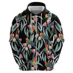 Eastern Rosella Australia Zip Hoodie Eucalyptus Blossom Seamless Style - Aussie Hoodie