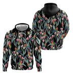Eastern Rosella Australia Zip Hoodie Eucalyptus Blossom Seamless Style - Aussie Hoodie