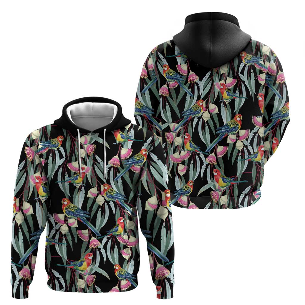 Eastern Rosella Australia Zip Hoodie Eucalyptus Blossom Seamless Style - Aussie Hoodie
