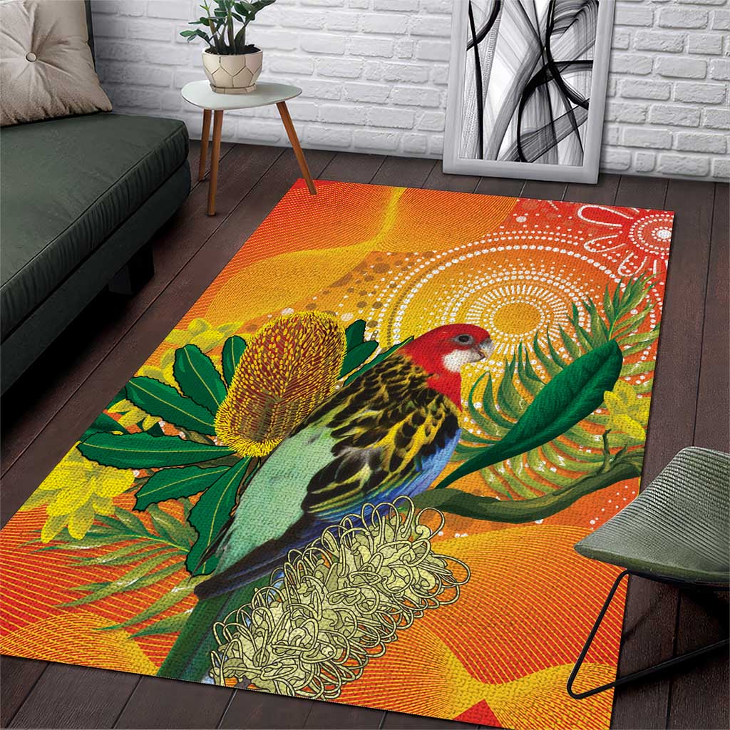 Eastern Rosella Australia Area Rug Banksia Aboriginal Art - Aussie Hoodie