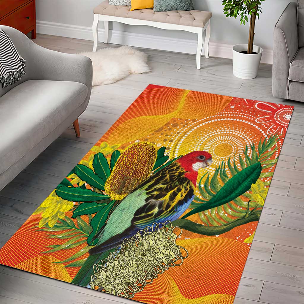 Eastern Rosella Australia Area Rug Banksia Aboriginal Art - Aussie Hoodie