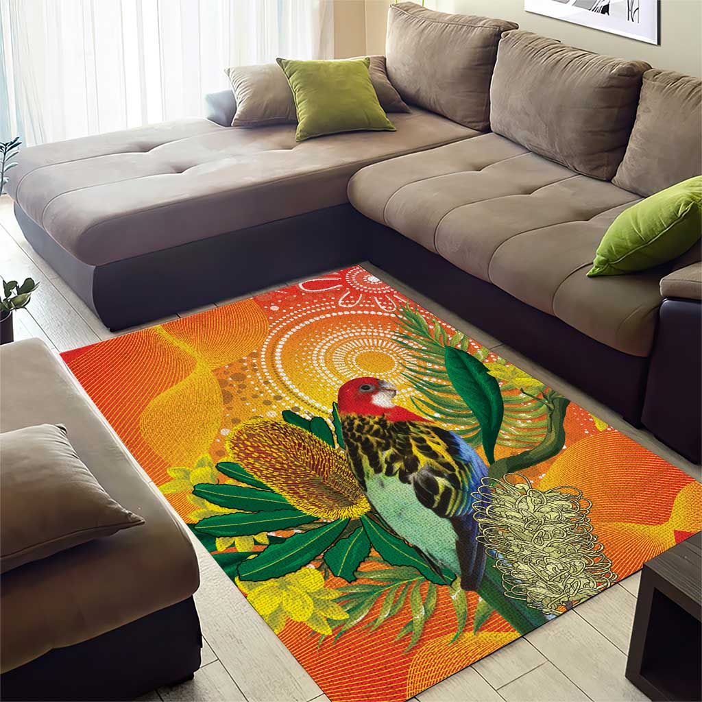 Eastern Rosella Australia Area Rug Banksia Aboriginal Art - Aussie Hoodie
