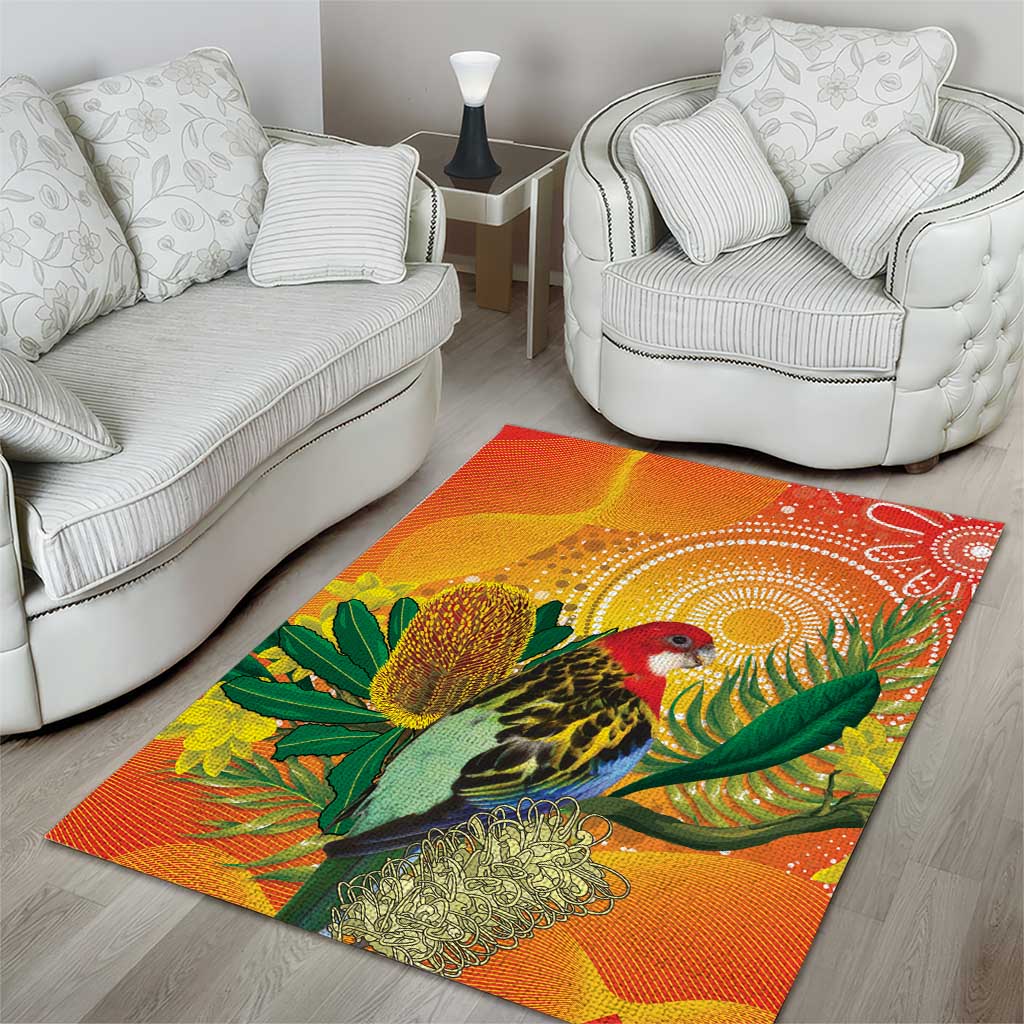 Eastern Rosella Australia Area Rug Banksia Aboriginal Art - Aussie Hoodie