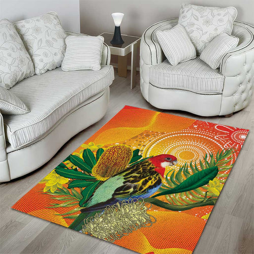 Eastern Rosella Australia Area Rug Banksia Aboriginal Art - Aussie Hoodie