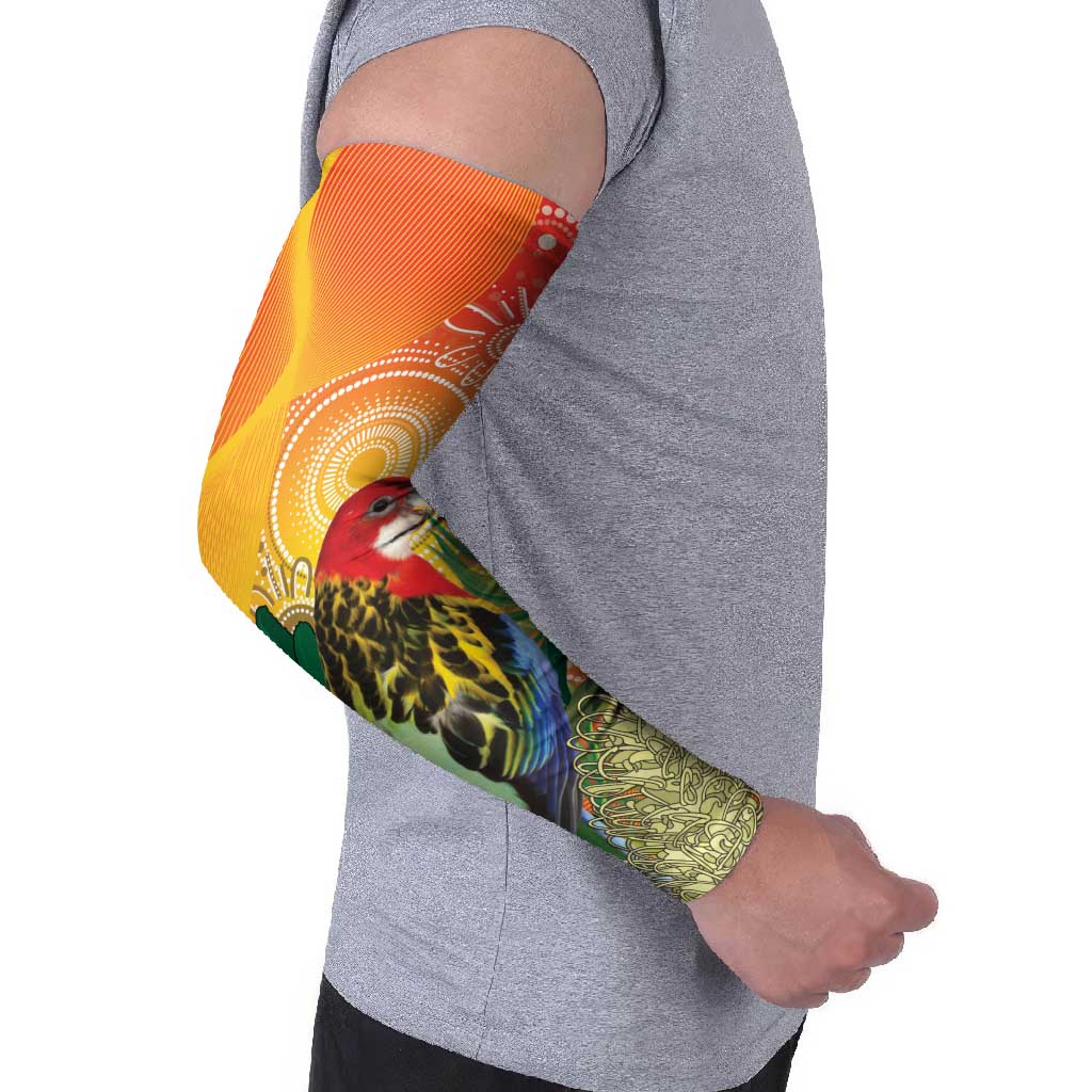 Eastern Rosella Australia Arm Sleeves Banksia Aboriginal Art - Aussie Hoodie