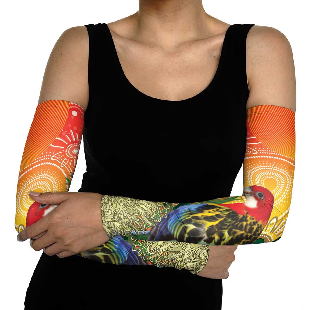 Eastern Rosella Australia Arm Sleeves Banksia Aboriginal Art - Aussie Hoodie