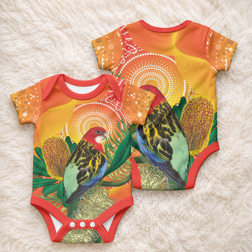 Eastern Rosella Australia Baby Onesie Banksia Aboriginal Art