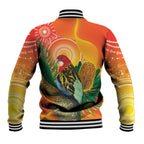 Eastern Rosella Australia Baseball Jacket Banksia Aboriginal Art - Aussie Hoodie